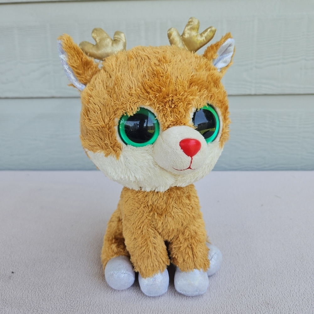 Ty Beanie Boos Alpine the Reindeer Plush 9" Green Eyes 2012 Christmas Gold